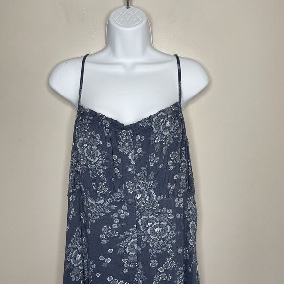 MADEWELL Dress Womens 8 Tie-Back Button-Front Midi NEW Blue Floral NE783 - Picture 13 of 16